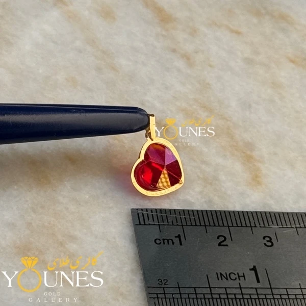 آویز طلا سواروسکی قلبی قرمز